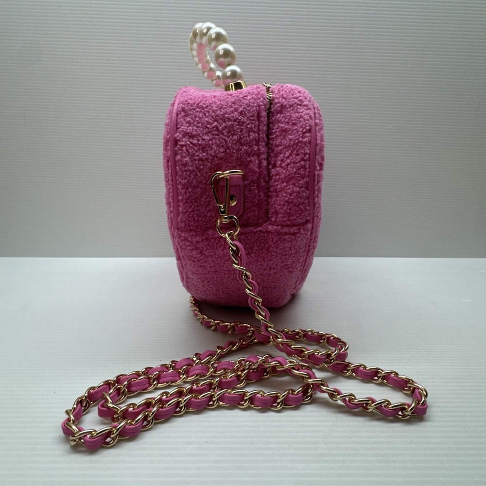 Barbie Our Universe Heart Figural Pink Sherpa Crossbody Bag - Picture 4 of 10